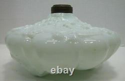 19c Victorian Spider Webs Leaves Flowers Decorative Arts Milk Glass Oil Lamp