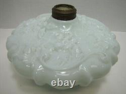 19c Victorian Spider Webs Leaves Flowers Decorative Arts Milk Glass Oil Lamp