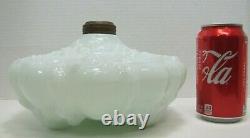 19c Victorian Spider Webs Leaves Flowers Decorative Arts Milk Glass Oil Lamp