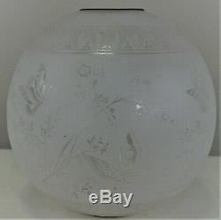 19th C. Victorian Art Nouveau French Baccarat Etched Glass Oil Lamp Shade