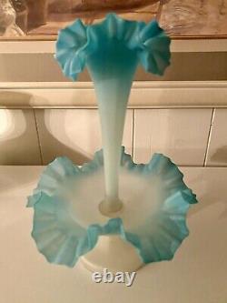 19th-C Victorian Blue & White Glass Epergne 11H