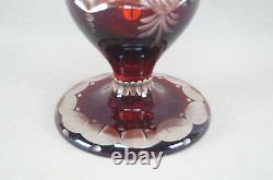 19th Century Bohemian R Wurtig Ruby Hand Painted Watteau Scene Cut Crystal Vase