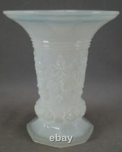 19th Century French / Belgian Blown Molded White Opaline Trumpet Vase C. 1850