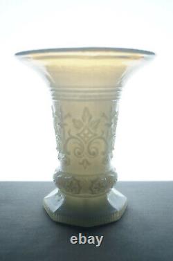 19th Century French / Belgian Blown Molded White Opaline Trumpet Vase C. 1850