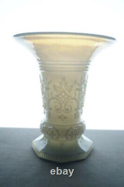 19th Century French / Belgian Blown Molded White Opaline Trumpet Vase C. 1850