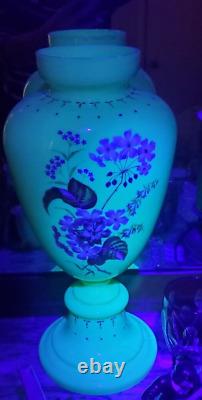 19th Century Hand Blown Bohemian Harrach Opaline Glass Uranium Vase Art Nouveau