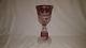 19thc 32cm Tall Bohemian Ruby Fashed Facet Cut Goblet Engraved With Stags