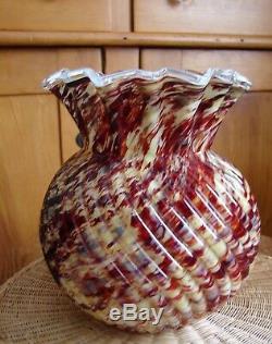 19thC Victorian American Multi-Colored Spatter Reverse Swirl Art Glass Vase 7¼