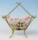19thc. Victorian Enameled Glass Ormolu Mounted Dresser Dish Bowl Antique French