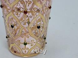 19thc Moser Juice Glass Hand Painted Gold, Jeweled on Cranberry Glass 3 3/4 inch