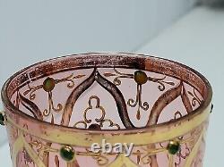 19thc Moser Juice Glass Hand Painted Gold, Jeweled on Cranberry Glass 3 3/4 inch