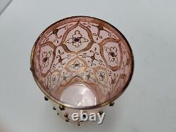 19thc Moser Juice Glass Hand Painted Gold, Jeweled on Cranberry Glass 3 3/4 inch