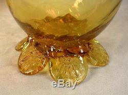 (2) Antique Victorian Czech Hand Blown Amberina Art Glass Vases Applied Rigaree