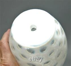 2 Antique Vintage Fenton White Opalescent Thumbprint Coin Dot Vase Lamp Base