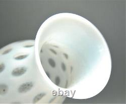 2 Antique Vintage Fenton White Opalescent Thumbprint Coin Dot Vase Lamp Base