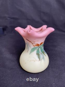 #2 Thomas Webb & Sons Hand Painted Victorian Queens Burmese Ware Cabinet Vase #2 Thomas Webb & Sons Hand Painted Victorian Queens Burmese Ware Cabinet Vase