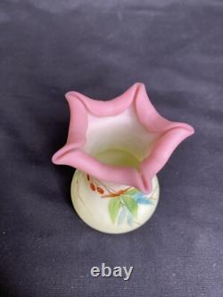 #2 Thomas Webb & Sons Hand Painted Victorian Queens Burmese Ware Cabinet Vase #2 Thomas Webb & Sons Hand Painted Victorian Queens Burmese Ware Cabinet Vase