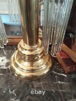 2 Vintage Brass Lamps Art Deco Revival Victorian style glass lampshades