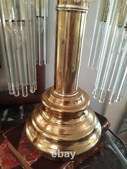 2 Vintage Brass Lamps Art Deco Revival Victorian style glass lampshades