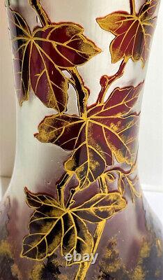 20 inch French Bacarrat Ruby Cameo Glass Art Nouveau Vase circa 1890