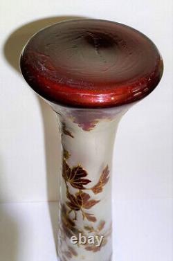 20 inch French Bacarrat Ruby Cameo Glass Art Nouveau Vase circa 1890