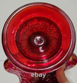 2003 Fenton Museum Collection Ruby Carnival Diamond Lace Single Horn Epergne