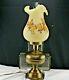 23 Vintage Fenton Glass Brass Student/table Lamp Cameo Chocolate Roses F Burton