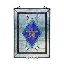 24 x 18 Victorian Star Stained Glass Tiffany Style Window Panel
