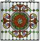 25 X 25 Victorian Tiffany Style Stained Glass Window Panel With Chain