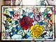 27 X 27 Victorian Rose Garden Tiffany Style Stained Glass Window Panel W Chain
