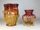 2x Antique 19th Century Victorian Amberina Art Glass Vases