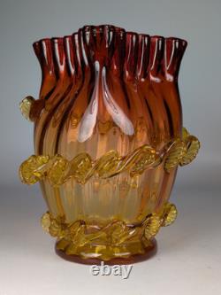 2x Antique 19th Century Victorian Amberina Art Glass Vases