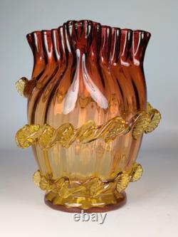 2x Antique 19th Century Victorian Amberina Art Glass Vases