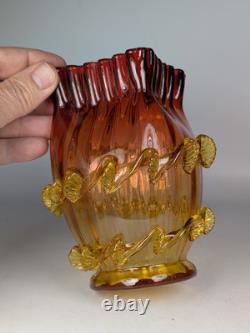 2x Antique 19th Century Victorian Amberina Art Glass Vases