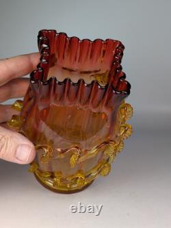 2x Antique 19th Century Victorian Amberina Art Glass Vases