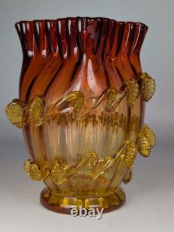 2x Antique 19th Century Victorian Amberina Art Glass Vases