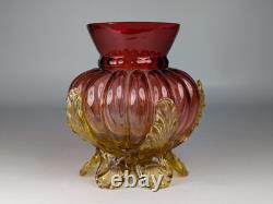 2x Antique 19th Century Victorian Amberina Art Glass Vases