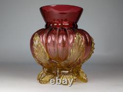 2x Antique 19th Century Victorian Amberina Art Glass Vases