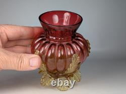 2x Antique 19th Century Victorian Amberina Art Glass Vases