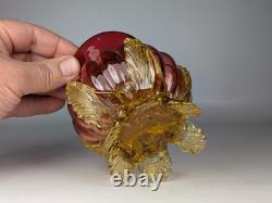 2x Antique 19th Century Victorian Amberina Art Glass Vases