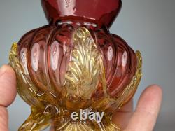 2x Antique 19th Century Victorian Amberina Art Glass Vases