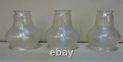 3 Antique Frosted Tulip Etched Iridescent Lamp Shades