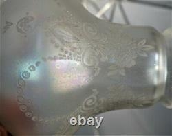 3 Antique Frosted Tulip Etched Iridescent Lamp Shades