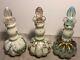3 Fenton Hand-blown Hand-painted Cologne Perfume Bottles Opaline Opalescent