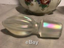 3 FENTON Hand-Blown Hand-Painted Cologne Perfume Bottles Opaline Opalescent