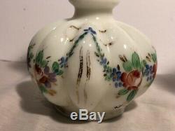 3 FENTON Hand-Blown Hand-Painted Cologne Perfume Bottles Opaline Opalescent