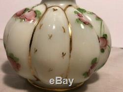 3 FENTON Hand-Blown Hand-Painted Cologne Perfume Bottles Opaline Opalescent