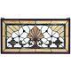30 W X 15 Victorian Shell Sunburst Tiffany Style Stained Glass Window Panel