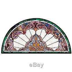 32.5 Half Moon Demi Lune Hand Crafted Victorian Style Stained Glass Window