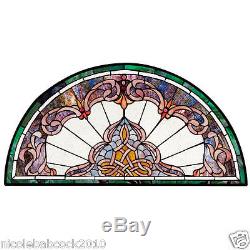 32.5 Half Moon Demi Lune Hand Crafted Victorian Style Stained Glass Window
